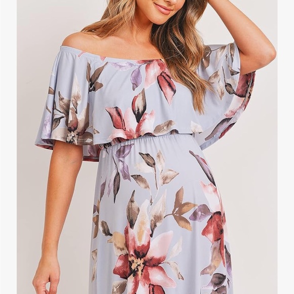 LaClef Floral Off-Shoulder Maxi Dress - Picture 3 of 5